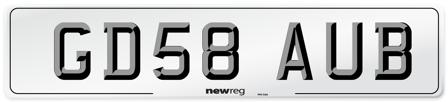 GD58 AUB Number Plate from New Reg